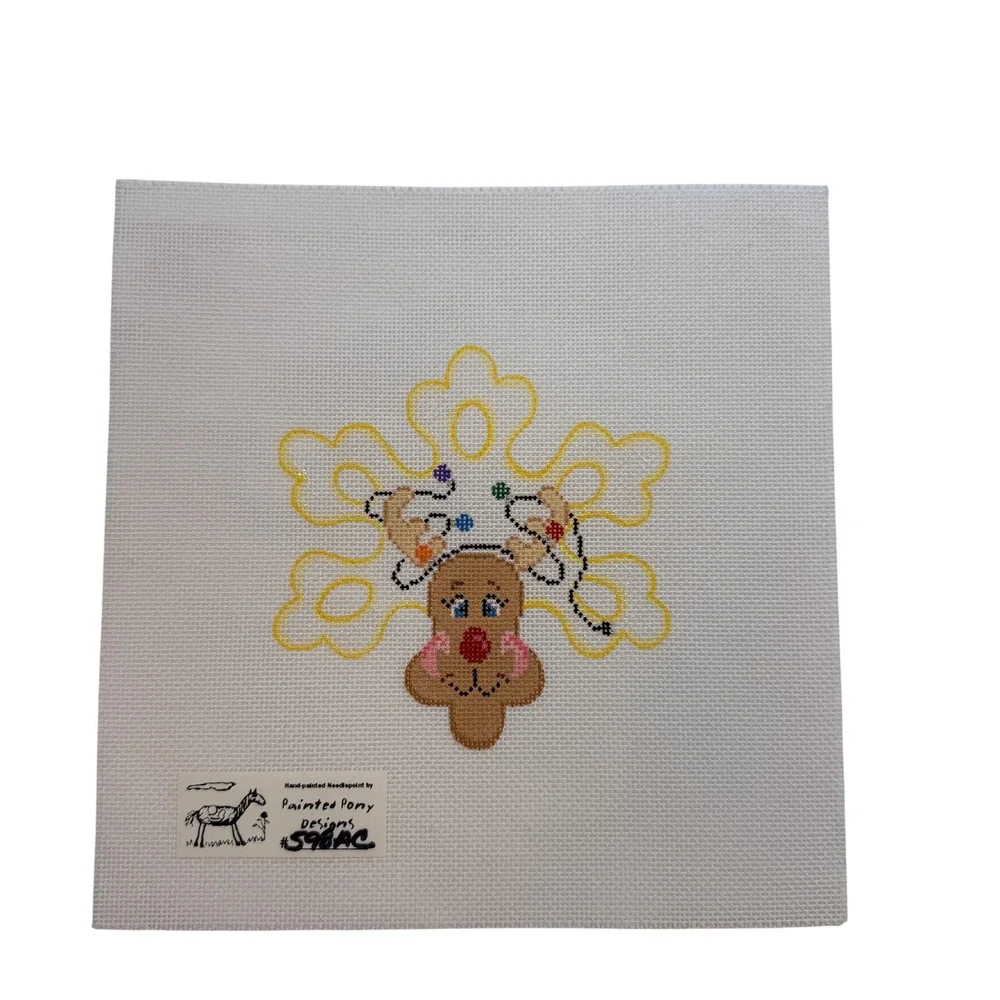 Hand Painted Reindeer Needlepoint Canvas Painted Pony Designs Christmas Vintage